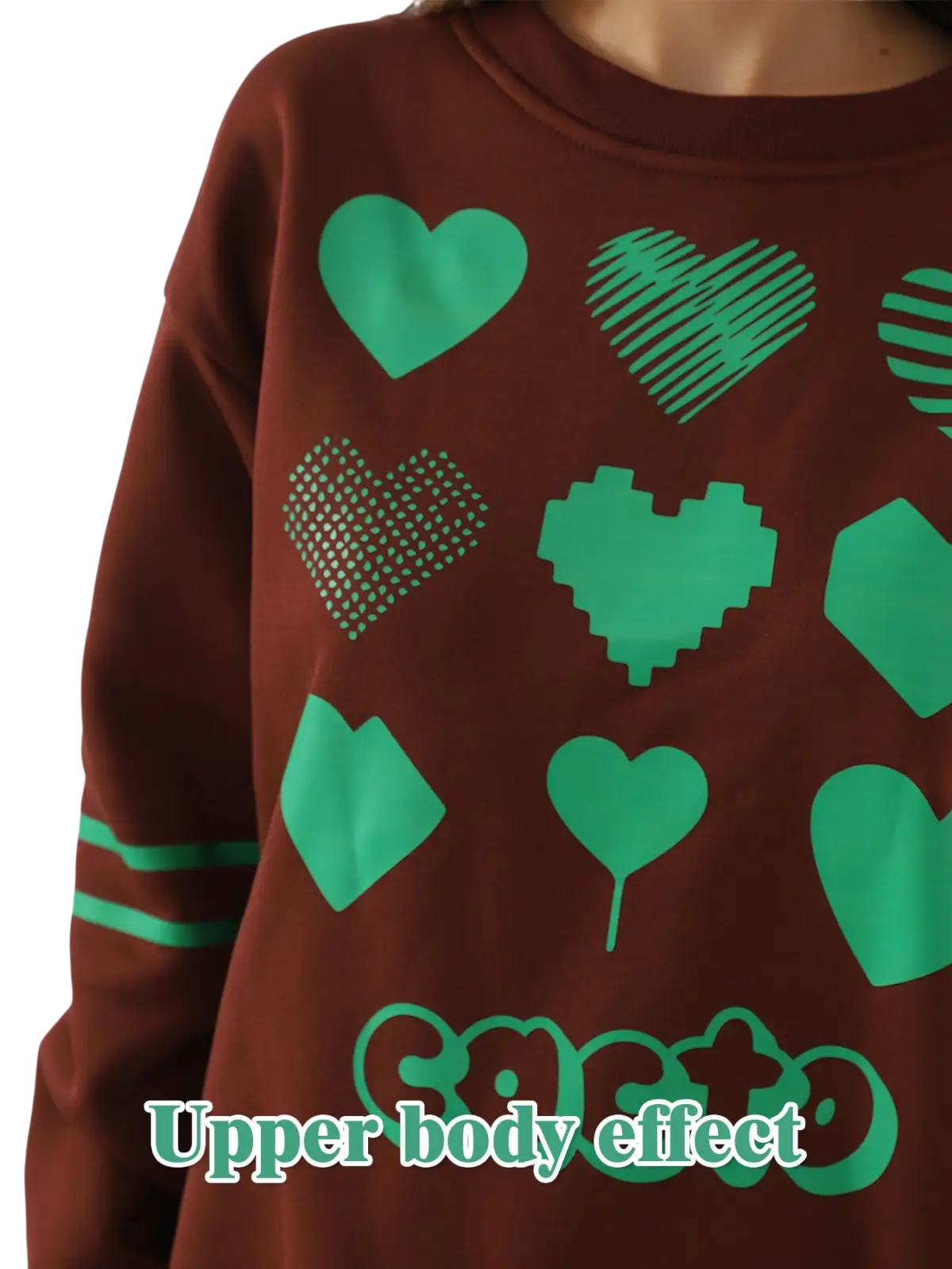 Oversized Heart Pattern Graphic Sweatshirt