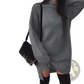 Oversized High Neck Knit Sweater Dress with Side Slits