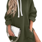 Oversized Mid Length Hooded Sweatshirt Dress with Pockets