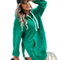 Oversized Mid Length Hooded Sweatshirt Dress with Pockets