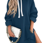 Oversized Mid Length Hooded Sweatshirt Dress with Pockets