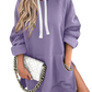 Oversized Mid Length Hooded Sweatshirt Dress with Pockets