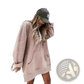 Oversized Mid Length Hooded Sweatshirt Dress with Pockets