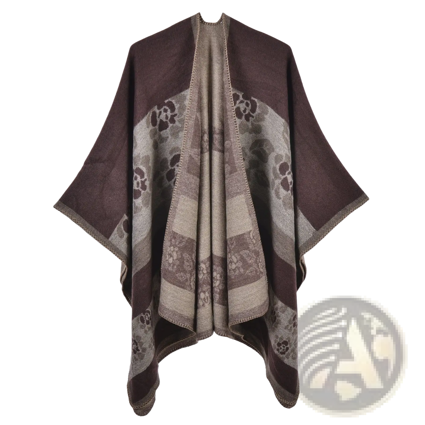 Oversized Plaid Woolen Cape Geometric Travel Shawl