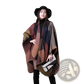 Oversized Plaid Woolen Cape Geometric Travel Shawl