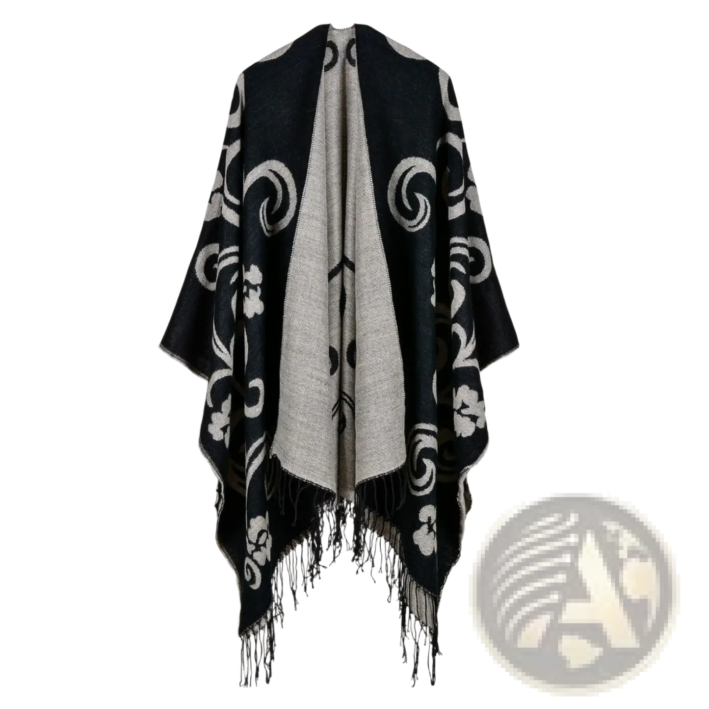 Oversized Plaid Woolen Cape Geometric Travel Shawl