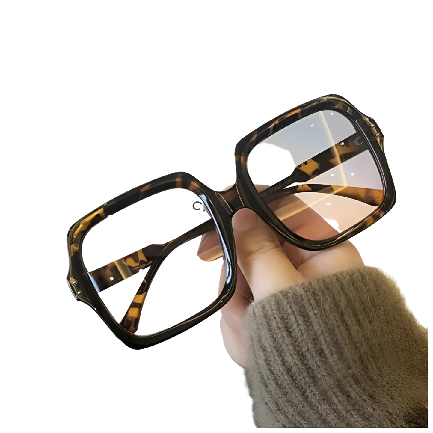 Oversized Square Fashion Sunglasses with Translucent Frames
