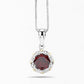 2.32 Carat Genuine Garnet and White Diamond 14K Yellow Gold with .925 Sterling Silver Pendant