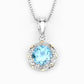 2.32 Carat Genuine Swiss Blue Topaz and White Diamond 14K Yellow Gold with .925 Sterling Silver Pendant