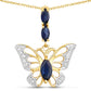 0.92 Carat Genuine Blue Sapphire and White Zircon .925 Sterling Silver Pendant