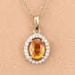 1.78 Carat Genuine Yellow Sapphire and White Diamond 14K Yellow Gold Pendant