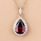 3.29 Carat Genuine Rhodolite and White Diamond 14K Yellow Gold Pendant