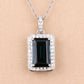 3.55 Carat Genuine Green Tourmaline and White Diamond 14K White Gold Pendant