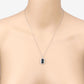 3.55 Carat Genuine Green Tourmaline and White Diamond 14K White Gold Pendant