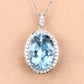 9.59 Carat Genuine Aquamarine and White Diamond 14K White Gold Pendant