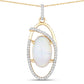 3.59 Carat Genuine Ethiopian Opal and White Diamond 14K Yellow Gold Pendant