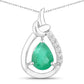 1.18 Carat Genuine Zambian Emerald and White Diamond 10K White Gold Pendant