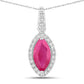 1.60 Carat Genuine Ruby and White Diamond 14K White Gold Pendant