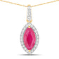 1.60 Carat Genuine Ruby and White Diamond 14K Yellow Gold Pendant