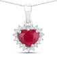 1.48 Carat Genuine Ruby and White Diamond 14K White Gold Pendant