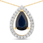 1.15 Carat Genuine Blue Sapphire and White Diamond 14K Yellow Gold Pendant