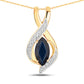 2.27 Carat Genuine Blue Sapphire and White Diamond 14K Yellow Gold Pendant