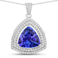 3.93 Carat Genuine Tanzanite and White Diamond 14K White Gold Pendant
