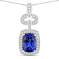 2.62 Carat Genuine Tanzanite and White Diamond 14K White Gold Pendant