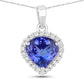 2.53 Carat Genuine Tanzanite and White Diamond 14K White Gold Pendant