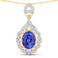 4.40 Carat Genuine Tanzanite and White Diamond 14K Yellow Gold Pendant