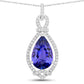 7.11 Carat Genuine Tanzanite and White Diamond 14K White Gold Pendant