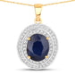 4.82 Carat Genuine Blue Sapphire and White Diamond 14K Yellow Gold Pendant