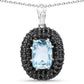 6.70 Carat Genuine Blue Topaz and Black Spinel .925 Sterling Silver Pendant