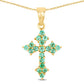 14K Yellow Gold Plated 1.05 Carat Genuine Zambian Emerald .925 Sterling Silver Pendant