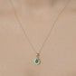 0.89 Carat Genuine Zambian Emerald and White Diamond 14K Yellow Gold Pendant