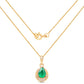 0.89 Carat Genuine Zambian Emerald and White Diamond 14K Yellow Gold Pendant
