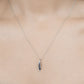 0.40 Carat Genuine Blue Sapphire and White Diamond 14K White Gold Pendant