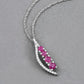 0.43 Carat Genuine Ruby and White Diamond 14K White Gold Pendant