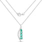 0.34 Carat Genuine Zambian Emerald and White Diamond 14K White Gold Pendant