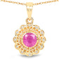 0.59 Carat Genuine Ruby and White Diamond 14K Yellow Gold Pendant