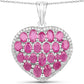 5.00 Carat Genuine Ruby and White Diamond .925 Sterling Silver Pendant