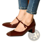 Patent Leather Mary Jane Block Heel Square Toe Shoes