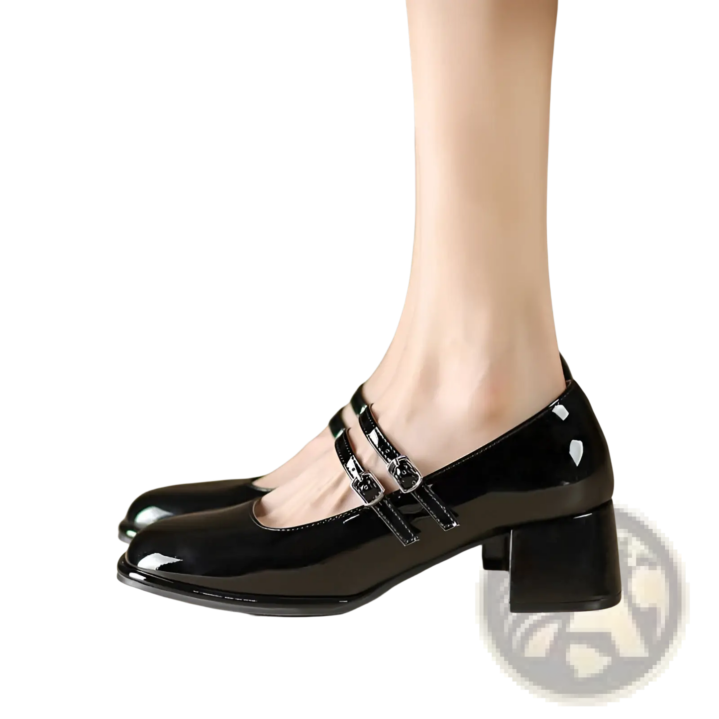 Patent Leather Mary Jane Double Strap Block Heels