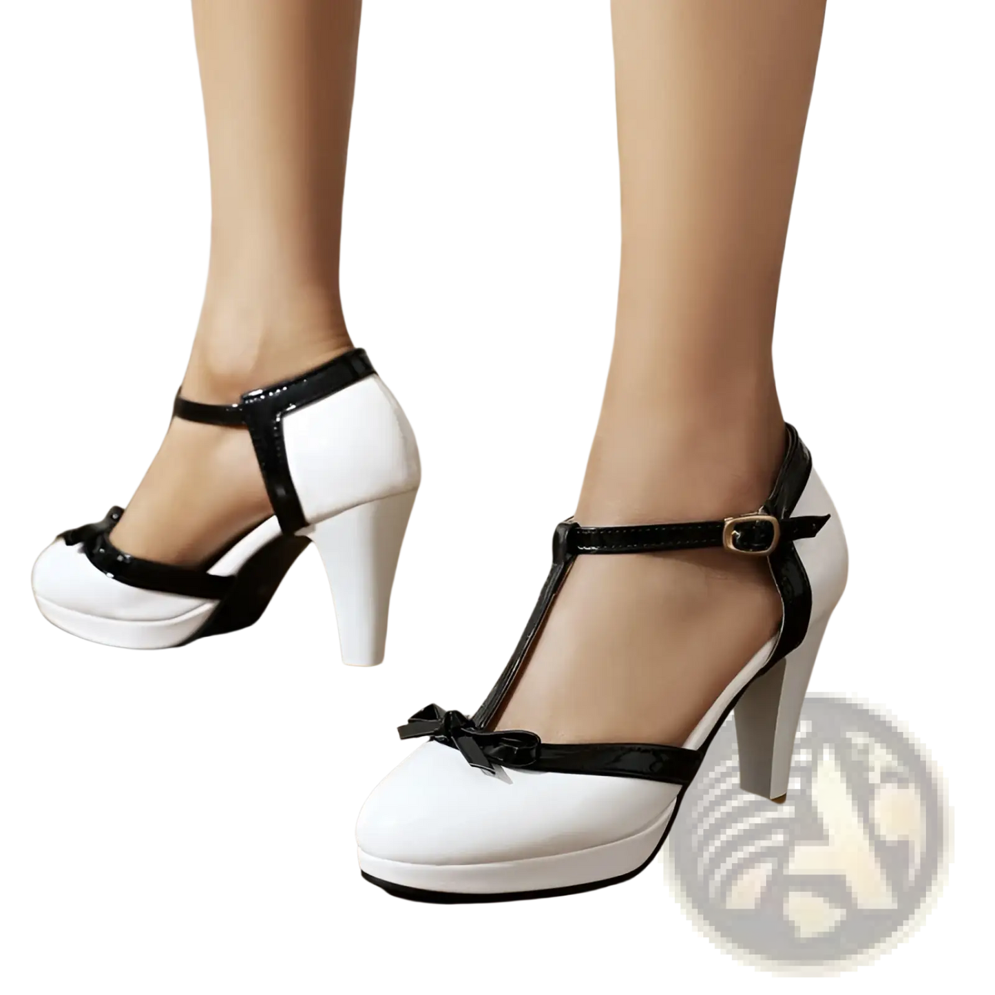 Patent Leather T-strap Platform Bow High Heels
