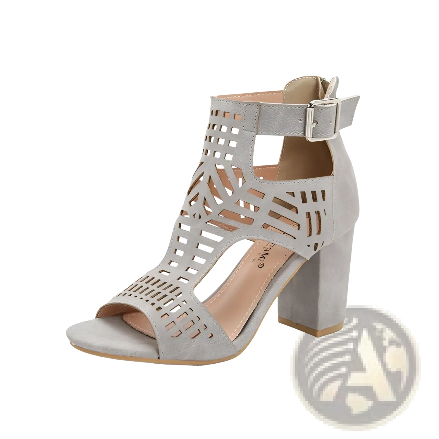 Peep Toe Hollow Block Heel Sandals with Ankle Strap