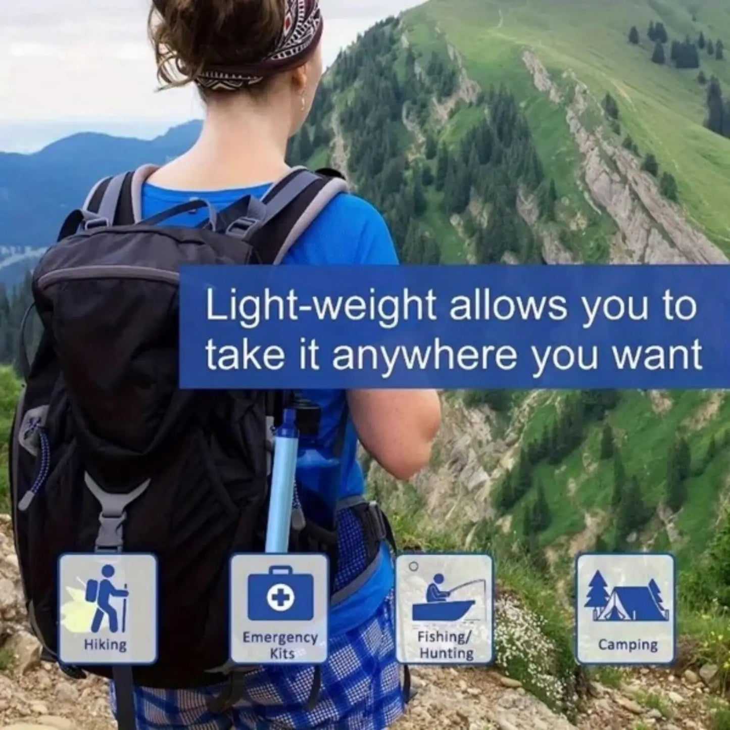 Personal Water Filter for Hiking and Emergency