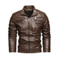 Men's Quilted Black Faux Leather Biker Jacket with Pockets
