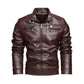 Men's Quilted Black Faux Leather Biker Jacket with Pockets