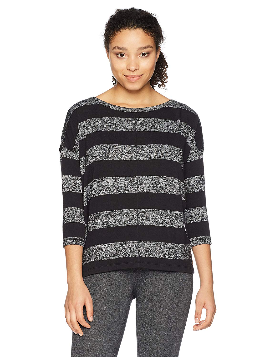 Calvin Klein Women's Crew Neck Boxy Pullover Black Combo Size Medium