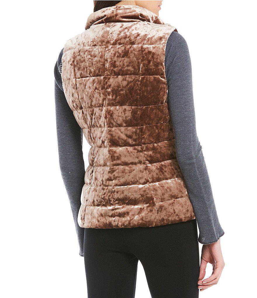 Calvin Klein Performance Women's Crushed Velvet Mock Neck Down Vest Bare Size Medium